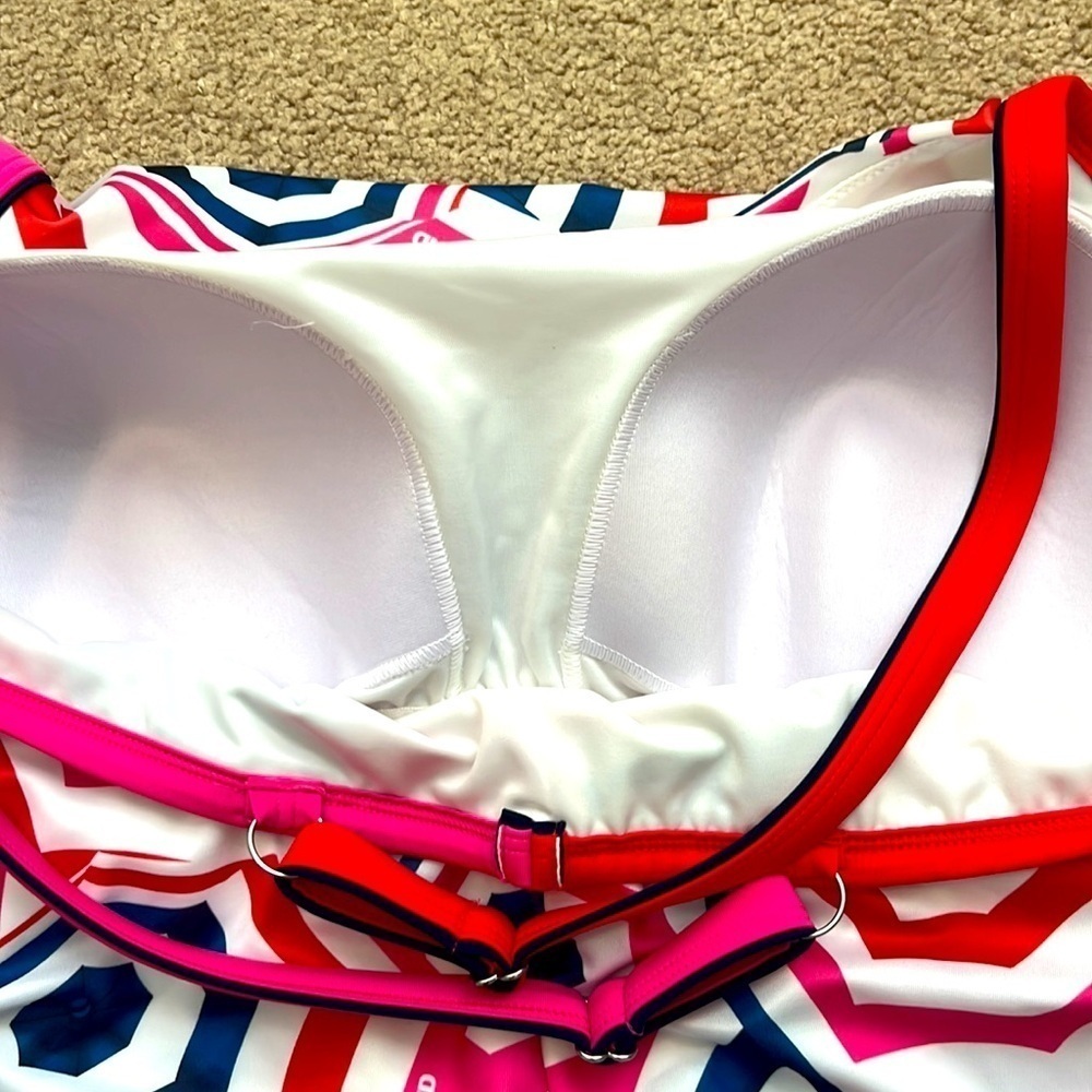 Lands' End Pink and Blue Geometric One Piece Swimsuit - Picture 7 of 10
